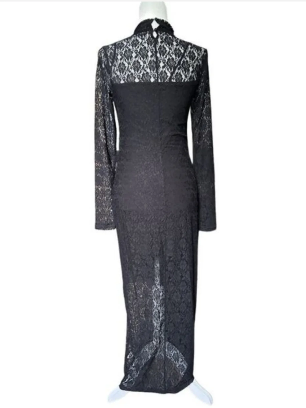 Abercrombie & Fitch Womens Black Bodycon Long Sleeve Lace Maxi Dress Size Small